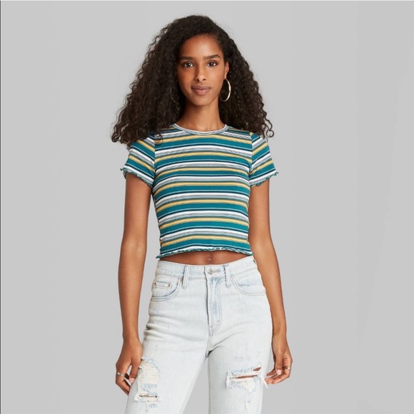 NWT Wild Fable Striped Crop Top - Picture 3 of 4